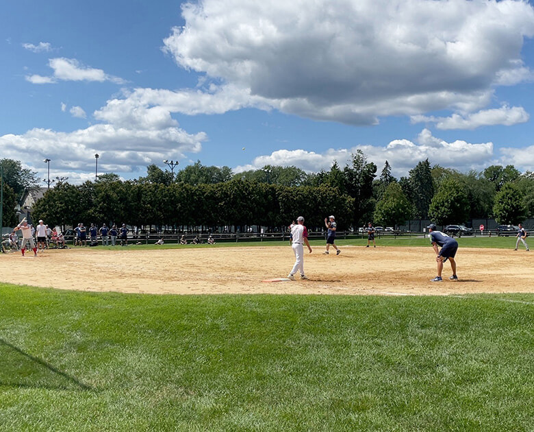 playing softball